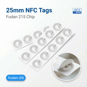 Ntag215 Rewritable NFC Stickers 25mm Round White Key Tags Compatible with All NFC Enabled Devices Anti-counterfeiting