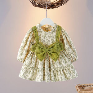 Spring Autumn Floral Girls Dress Pure Cotton Princess Skirt Childrens Clothing Casual Style Baby Girls Long Sleeve Dress