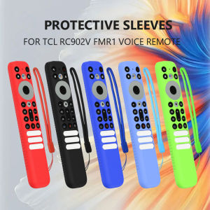Silicone Remote Control Cover Case with Lanyard Anti Slip Television Remote Cover All Inclusive for TCL RC902V FMR1 Voice Remote