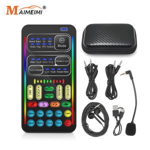 i9 Voice Changer With Earphone With Microphone Mini Sound Card Audio Effect Bluetooth-Compatible Live Sound Cards Voice Tool