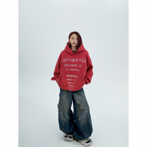 Áo Nỉ Dáng Rộng Phong Cách Mỹ Thường Ngày Mùa Thu Cho Nữ Áo Khoác Ngoài Cặp Đôi in Họa Tiết Cổ Điển Áo Khoác Ngoài Cotton Dài Tay