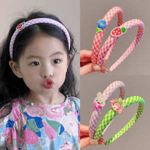 Childrens Hairband Girls Plaid Hair Clip Headwear Little Girls Fringe Hair Clip Edge Hair Accessory Hairband Korean Style