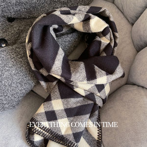 Cold Protection in Autumn and Winter Heattech Apricot Scarf Shawl Dual-Use Couple Scarf Fancy Easiest for Match Plaid Large Scarf Women