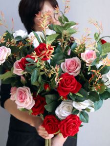 Luxurious Large Rose Flower Artificial Silk Flower Decorative Table Centerpiece Single European Style Living Room Placement