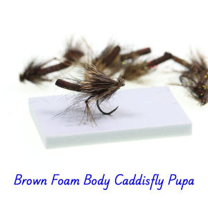 3/6PCS Caddisfly Foam Body Pupa Brown Elk Hair Barbless Hook Floating Dry Fly Mayfly Trout Bass Graying Panfish Fishing Lures