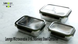 Microwavable 316L Stainless Steel Food Containers 800ml with Compartment- SUS316L Stainless Steel