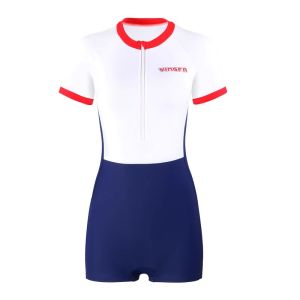 Womens One Piece Swimsuit Surf Suit Padded Slimmer Look Sun Protection Sports Swimwear Bodybuilding Girls Bathing Suit