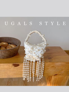 UGALS | French Style Silk Tassel Pearl Handmade Crossbody Clutch