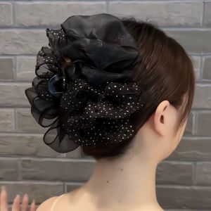 Non-Metallic Hair Accessories Gold Spot Double Layer Mesh Summer Versatile Fluffy Bubble Clouds Volumizing Claw Clips for Women