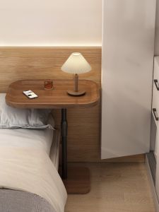 Modern Minimalist Bedside Table Mobile Storage Rack Bedroom Simple Rising Small Table Wooden Material Density Board Fiber Board