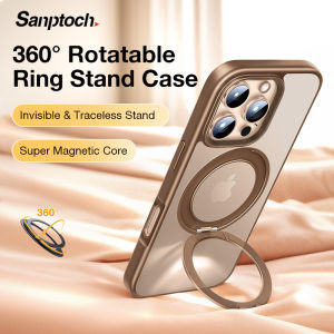 Sanptoch เคสโทรศัพท์ขาตั้งหมุนได้สำหรับ ° Magsafe 360สำหรับ iPhone 17 / 16 / 15 / 14 / 13 Pro Max ปลอกเคลือบด้านโปร่งแสงที่เป็นมิตรกับผิวสำหรับ iPhone 17 Pro Max Plus 17Air เคสกันกระแทกกันกระแทกพร้อมที่ยึด