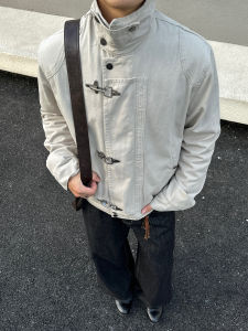 American Retro Aircraft Buckle Workwear Jacket Men Women Style Harington Cleanfit Collar Flight Jacket Youth Popular Standard Fit