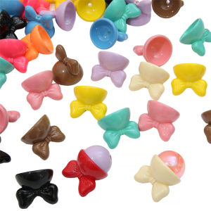 หมวกลูกปัดมีรูแนวตั้งทำจากอะคริลิคทรงโบว์แข็ง4ชิ้น/ถุงขนาด20X17มม. สำหรับการทำเครื่องประดับสร้อยคอ DIY