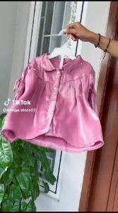 Fashion anak Setelan perempuan korean style usia 2-12tahun kemeja shimmer celana scuba