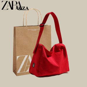 Large Capacity Canvas Tote Bag Womens Korean Style Red Student Class Crossbody Bag Versatile Commuting Tote Bag