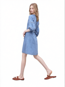 Juicy Couture | Cotton Bubble Sleeve Denim Short Dress