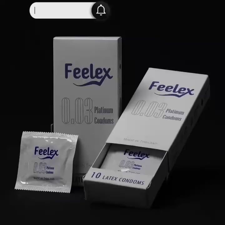 Feelex 0.03 Platinum ultra-thin condom, many lubricating gels, made in ...
