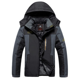 Mens Outdoor Fleece Lined Thickened Jacket Warm Windproof Skiing Coat City Outdoor Warmth Protection Breathable Waterproof
