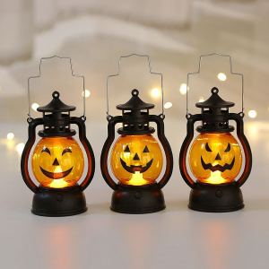 Halloween Pumpkin Skull Led Lights Portable Small Hanging Lamp Decoration Party Oil Lamp Prop