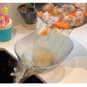 Rổ nhựa rửa rau củ có phễu thoát nước tiện lợi trong suốt ráo nước chất liệu nhựa PET cao cấp -LUMBL