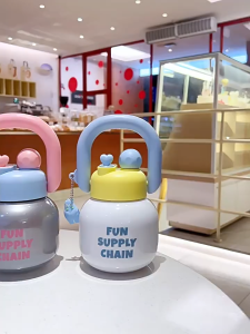 800ml Double Mouth Straw Cup Large Capacity Plastic Water Bottle Portable Water Tumbler With Handle