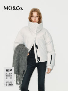MOCO 90 Duck down Jacket High Collar Quilted Short Style Four-Way Stretch Warm Core Zipper Closure Polyester Fiber Womens Coat