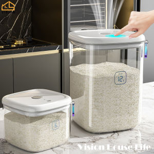 Tầm Nhìn 5Kg/10Kg hút chân không tự động Kín Gạo Quả sạc USB hộp đựng gạo Chân Không Hạt Xô áp suất âm Bột Lưu Trữ Container Ngũ Cốc Dispenser Đa Năng thực phẩm khô Container Cho Chó thức ăn vật nuôi
