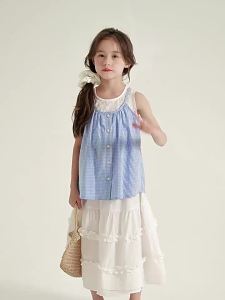 Fresh and Charming Plaid Style Two-in-One Dress for Girls