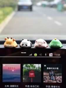 Cute Pig Car Dashboard Screen Display Car Interior Decoration Accessories Vehicle Mounted Plush Toy Rearview Mirror Decor