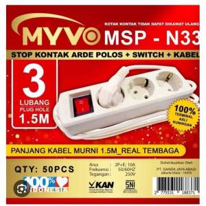 Stop Kontak Colokan 3 Lubang 1.5 Meter MYVO MJ Elektric