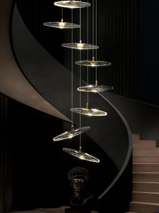 HUITUO | Modern Minimalist Stair Loft Crystal Light