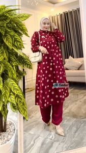 Setelan Katun Rayon Fremium Mic Keringkel Setelan Celana Firal Tunic Kekinian