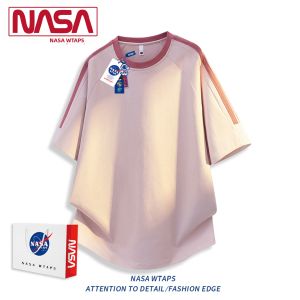 NASA WTAPS | Color Block Stripe Summer Mens Short Sleeve Loose Round Neck Sportswear Set