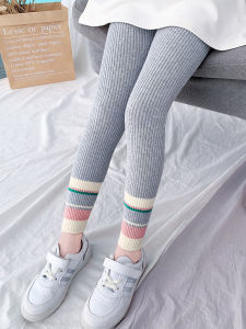 Girls Long Pants Spring Autumn Cotton Blend High Waist Knitted Base Layer Trousers for Children Kids Fashionable Outerwear
