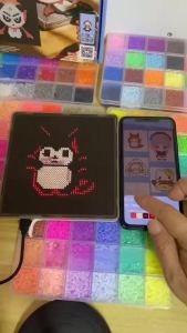 Portable USB-C Rechargeable Light Board for Perler Beads App-Synced Pixel Design Tray 52x52 LED GridDIY Craft Gift Set