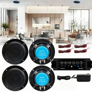 Herdio 4 320W 4PCS Bluetooth Marine เรือลําโพงเพดานกันน้ําลําโพงผนังสําหรับห้องน้ําห้องครัวโฮมเธียเตอร์สีดํา