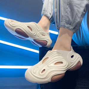 Mens Summer 2025 Fashionable Outdoor Sandals Breathable Slip-On Clog Shoes Comfortable EVA Material Flat Heel Home Slippers