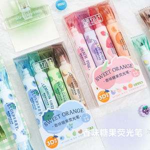 Fruit Scented Double Head Fluorescent Pen Student Marking Highlighter Candy Pen High Aesthetic Value Stationery Scrapbooking Pen