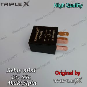 Relay mini 4 kaki Triple X 12v 35A starter pemutus lampu start starter bendik comp fan ac mobil otomotif