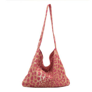 Casual Leopard Print Canvas Crossbody Bag Womens Large Capacity Lightweight Single Shoulder Bag Vintage Style Student Friendly