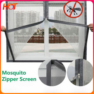 🔥 Self-adhesion Zipper Window Screen Mosquito Net Door Window Anti Fly CurtainTulle Anti-Mosquito Removable Customize Screen Net（black border）