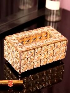 Luxury Crystal Tissue Box Living Room Bedroom Desktop Storage Home Decor Paper Towel Storage Box Square Tissue Box