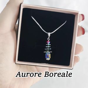 SO SEOUL Let it Snowflake Christmas Tree Iridescent Aurore Boreale/Black Swarovski® Crystal Necklace