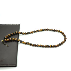 Minimalist Tiger Eye สร้อยคอผู้ชายผู้หญิง 10 มม.ลูกปัดยาว 22 นิ้วสร้อยคอ HIPHOP ROCK สีดํา ONYX Obsidian สร้อยคอลูกปัด