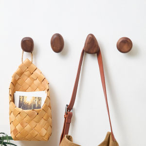 No-Drill Solid Wood Wall Mounted Coat Hooks Creative Cute Entrance Wooden Clothes Hanger Home Organization Storage Solution