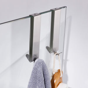 Shower Door Hook No Drilling Double-Sided Hook Suitable For Bathroom Frameless Glass Shower Door Towel Hook On The Door