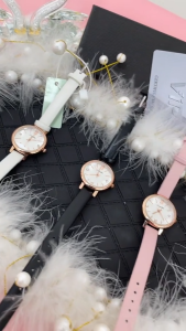 SUNLIFEX Jam Tangan Wanita Original Anti Air Round Dial Tali Kulit Kuarsa Jam Tangan Cewek COD