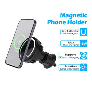 Car 15W Wireless Charging Magnetic Phone Holder Slim Light weight Design Car Magnetic Holder + Wireless Charging Function Available for Android/Apple 汽车无线充电磁吸手机支架