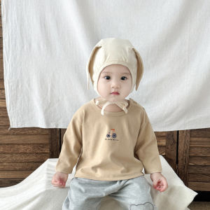 Kids Cotton Base Shirt Spring & Fall Long Sleeves Fashionable Outer Wear Clothes and Coat Mens and Womens Baby round Neck T-shirt Cotton Jersey