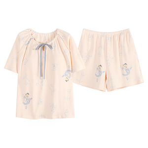 Bộ đồ ngủ nữ MiiOW làm bằng vải cotton tay ngắn quần short có đệm ngực thoải mái